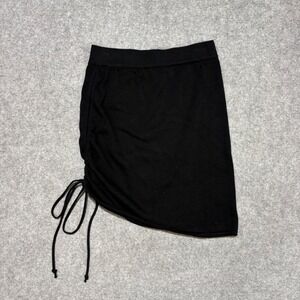 Modern Citizen Black Knit Asymmetrical Ruched Mini Skirt Small
